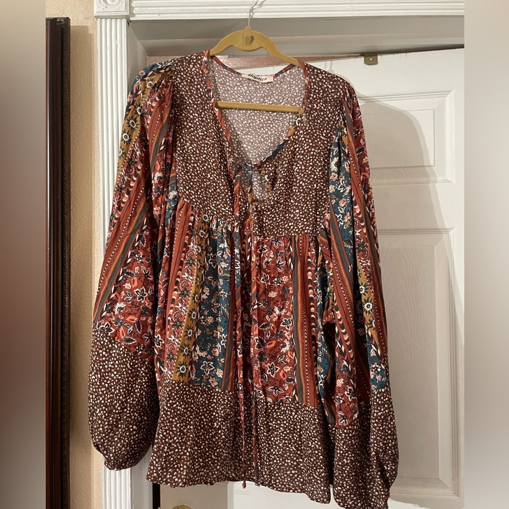 New Haptics Hobo Vintage Print top plus size 3X 🌸🌹🌺 E - Picture 3 of 9